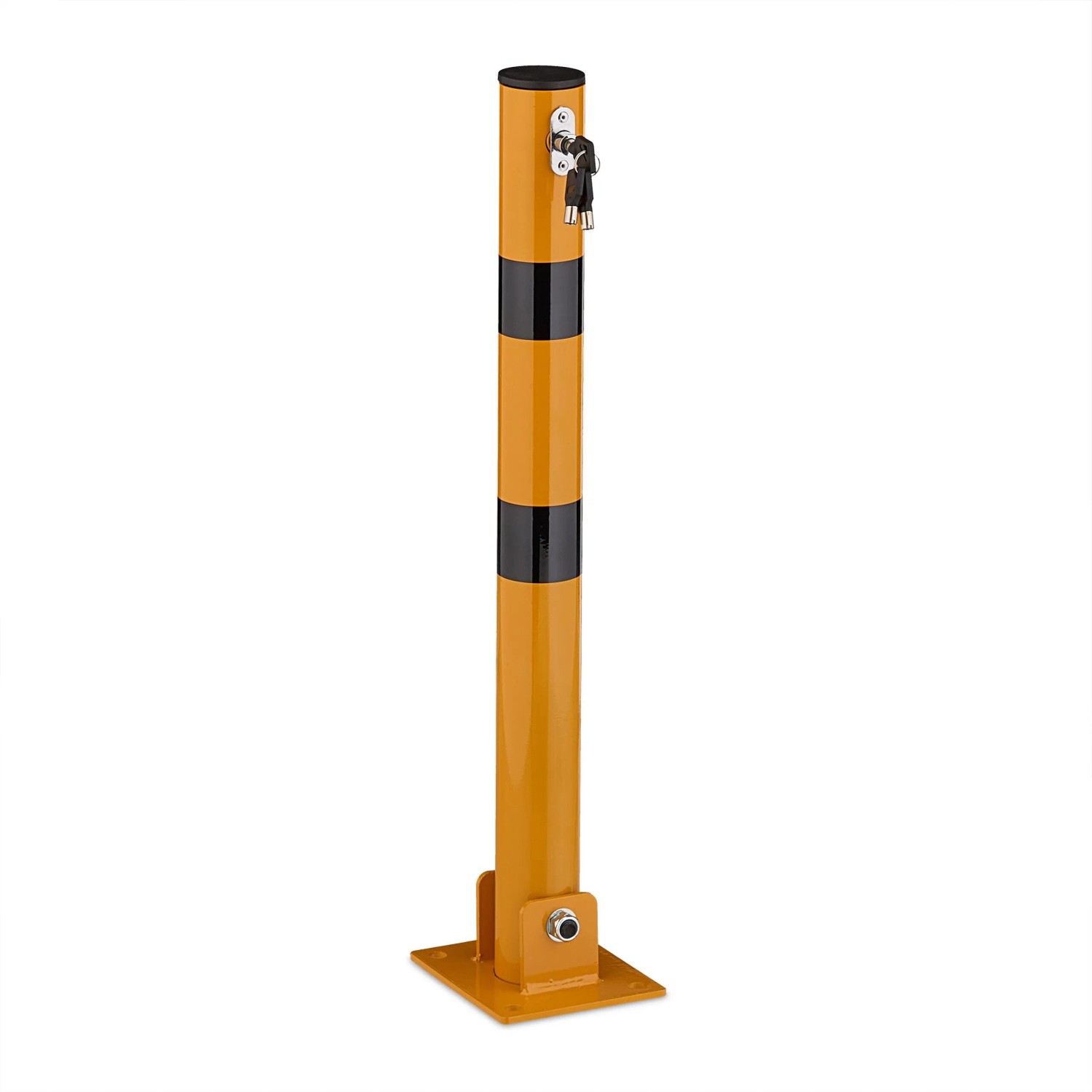 Relaxdays Absperrpfosten Stahl Gelb Schwarz Klappbar 65 cm x 15 cm x 13 cm 3,5 kg