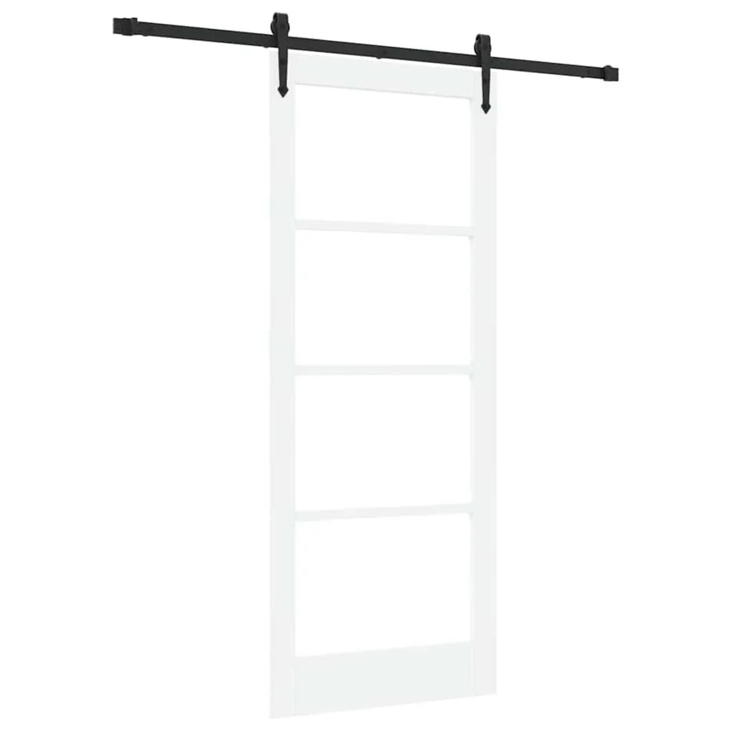 vidaXL Schiebetür Weiß 83 x 202 cm Massivholz Kiefer und Glas 3332334