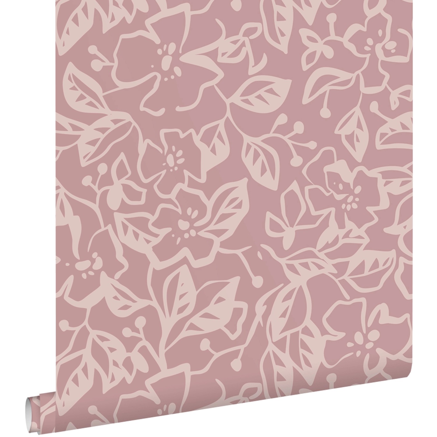 ESTAhome Tapete Blätter und Blumen Altrosa 50 x 900 cm günstig online kaufen