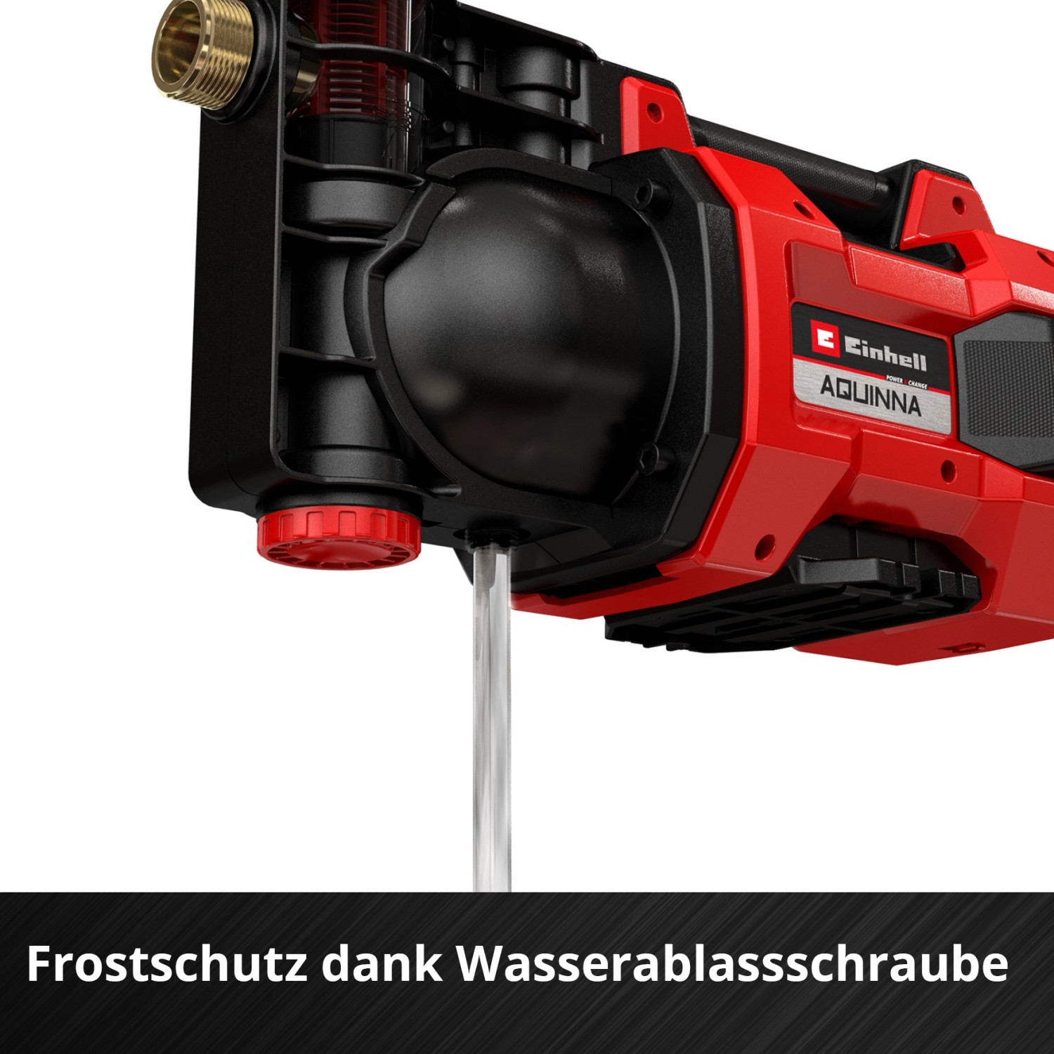 Einhell Aquinna 18/30 Akku-Wasserpumpe mit Wasserablassschraube für Frostschutz.