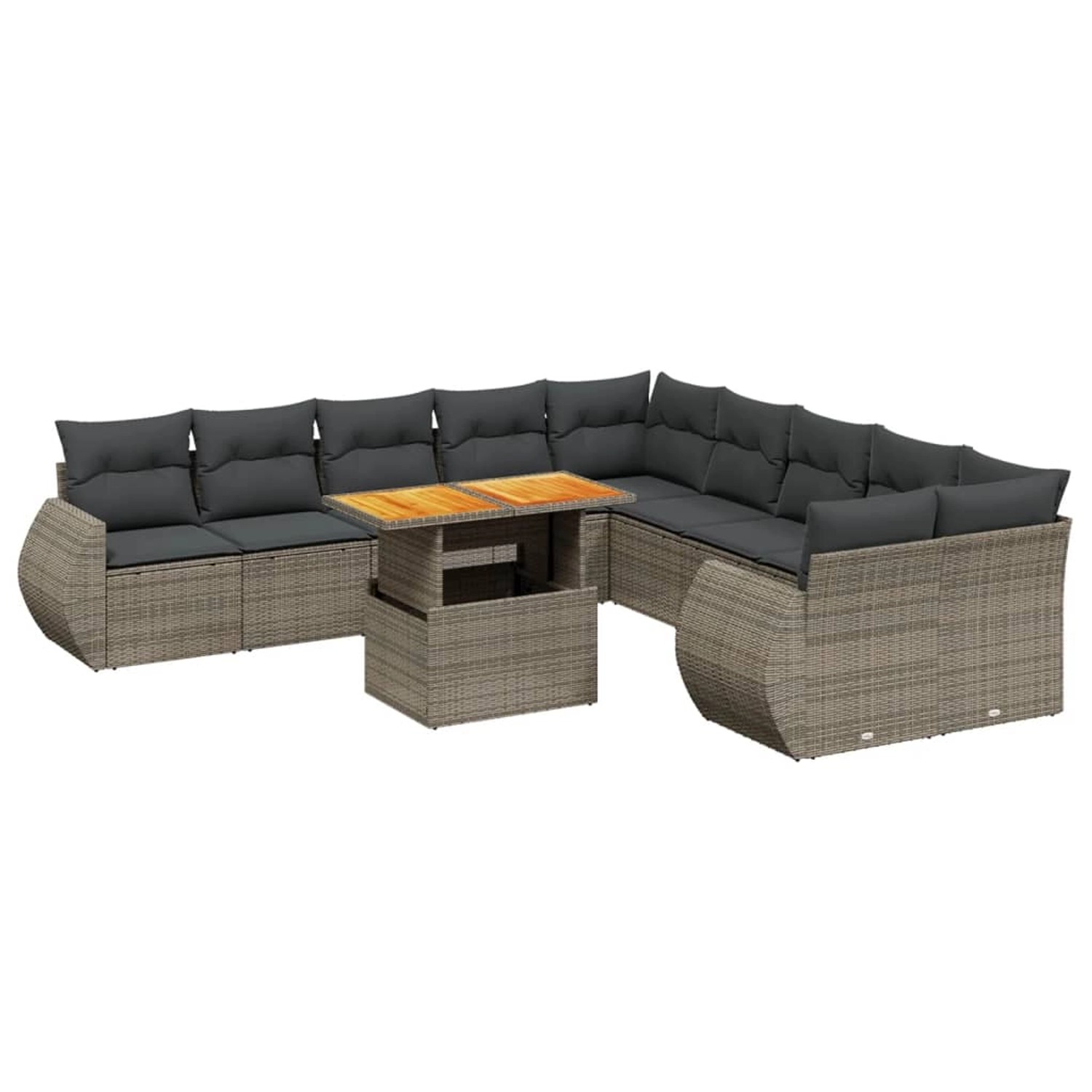 vidaXL 11-Tlg Garten-Sofagarnitur mit Kissen Grau Poly Rattan 3272390 günstig online kaufen