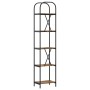 vidaXL Bücherregal, geräucherte Eiche Holzwerkstoff, 5 Regale, schwarzes Metallgestell mit Bögen.