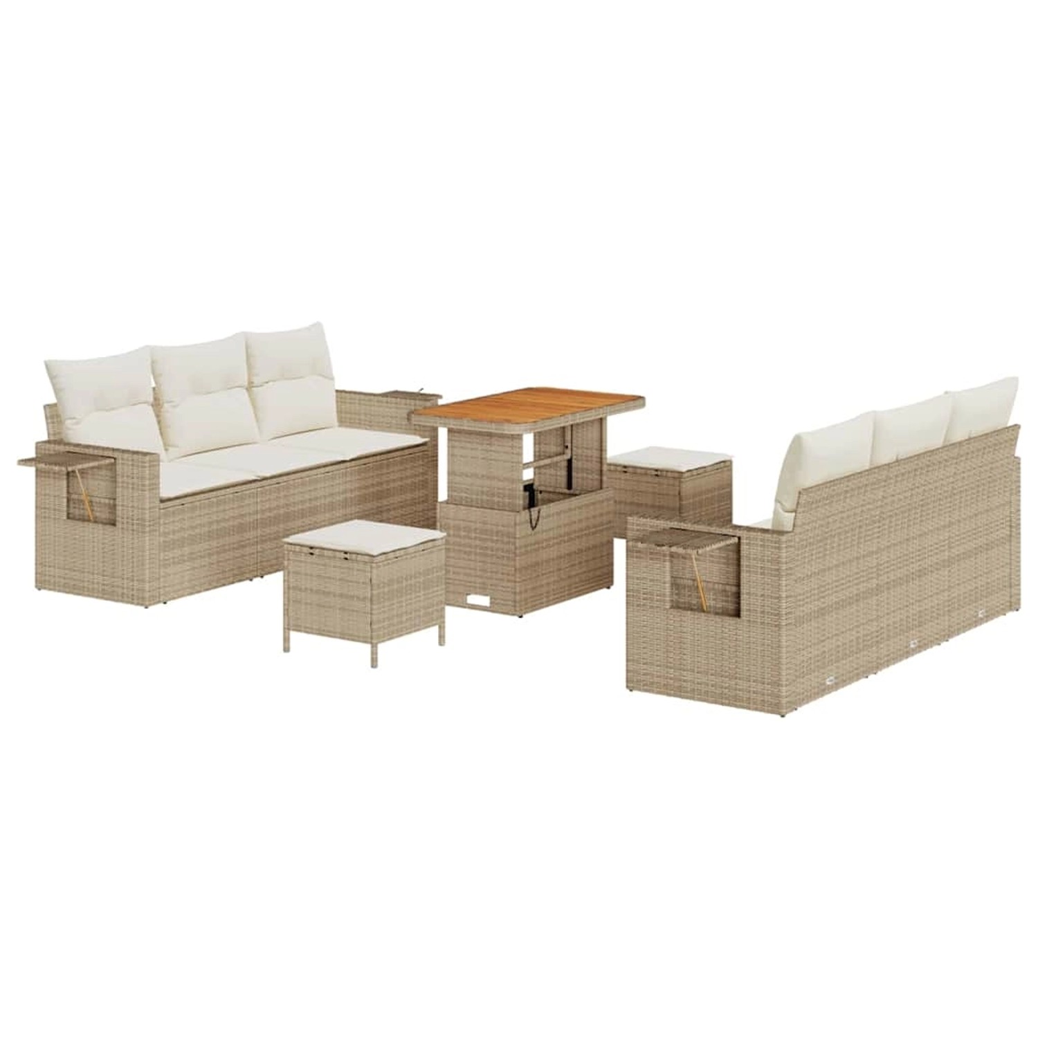vidaXL Garten-Sofa-Set 9-Tlg Beige Poly Rattan 3361701 günstig online kaufen