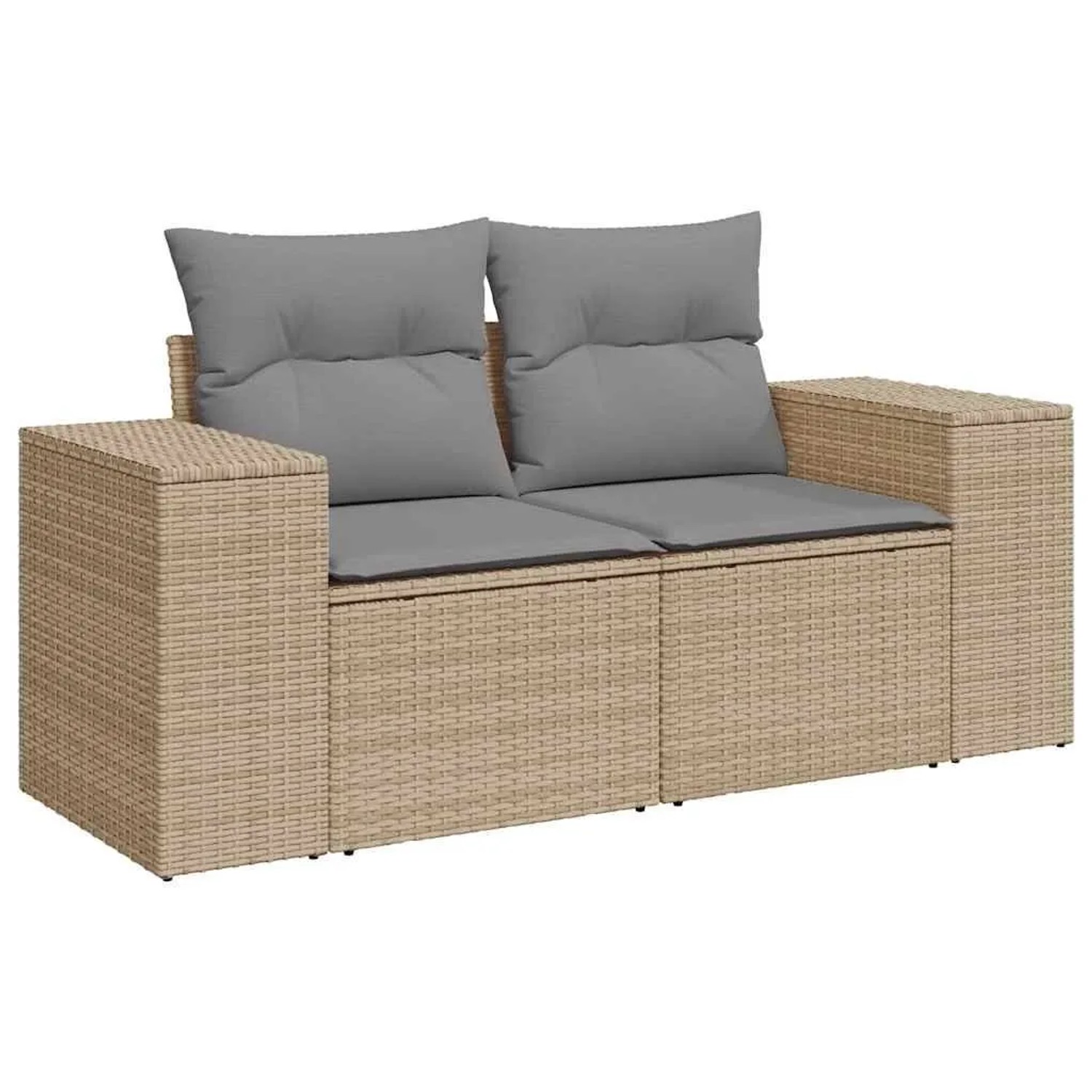 vidaXL Gartensofa mit Kissen 2-Sitzer Beige Poly Rattan 366096 günstig online kaufen