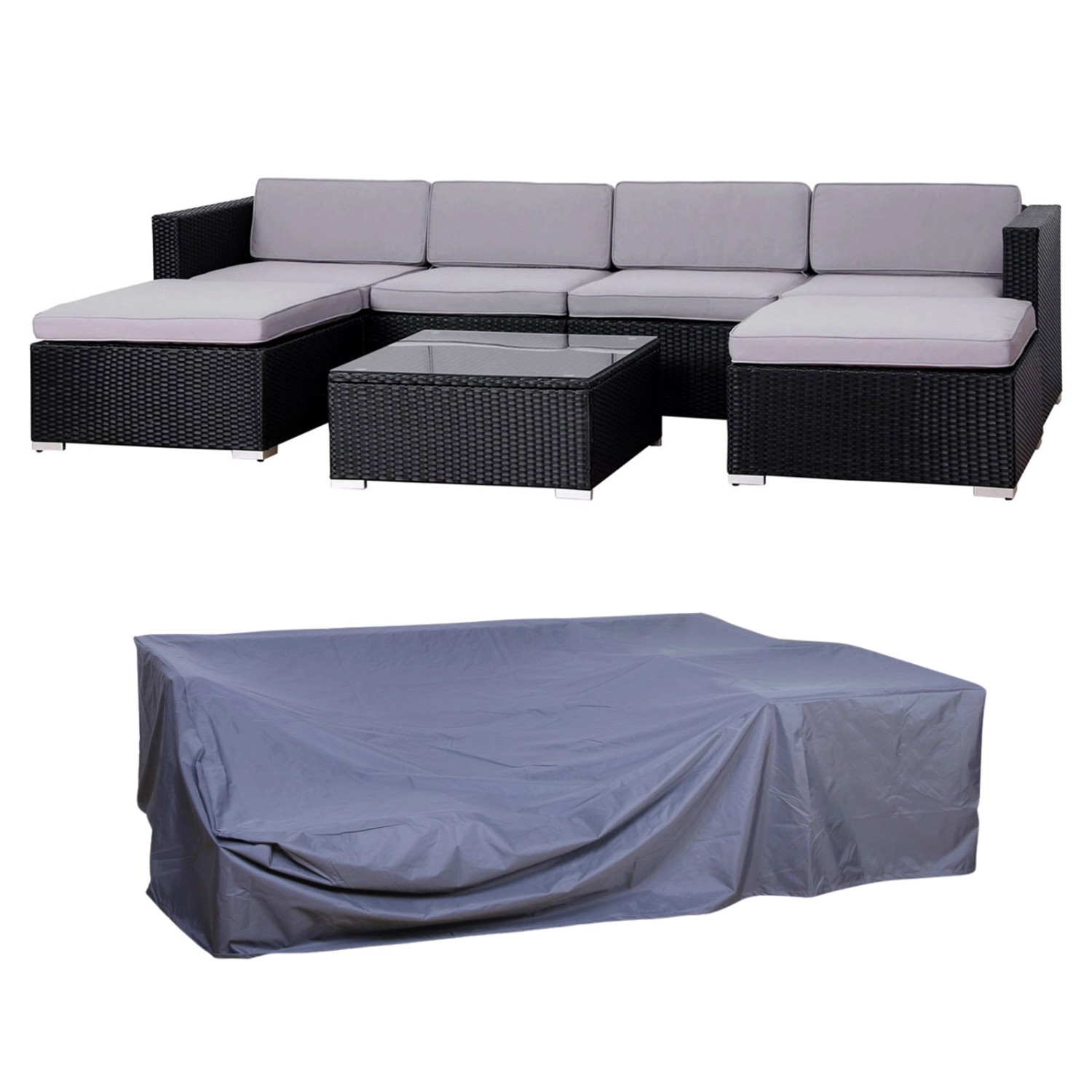 Svita Lugano Polyrattan Lounge Set Mit Haube Gartenmöbel Gartenlounge Garte günstig online kaufen