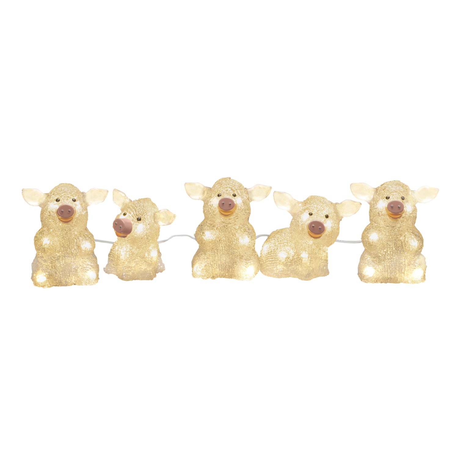 Konstsmide LED Acryl Schweine 5er Set transparent 40 warmweiße Dioden Außen