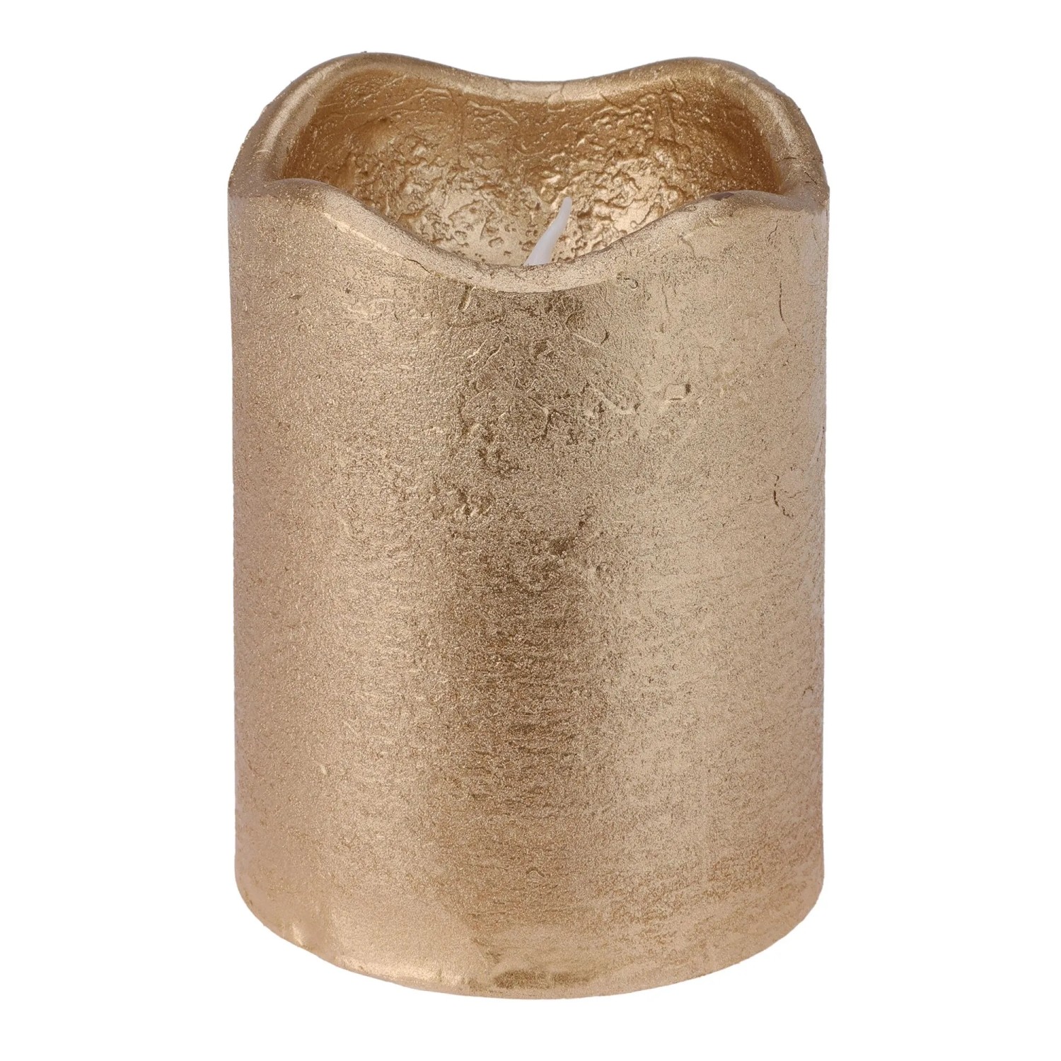 Kerze mit Flackernder LED und Timerfunktion 7 cm x 7 cm x 9 cm Gold