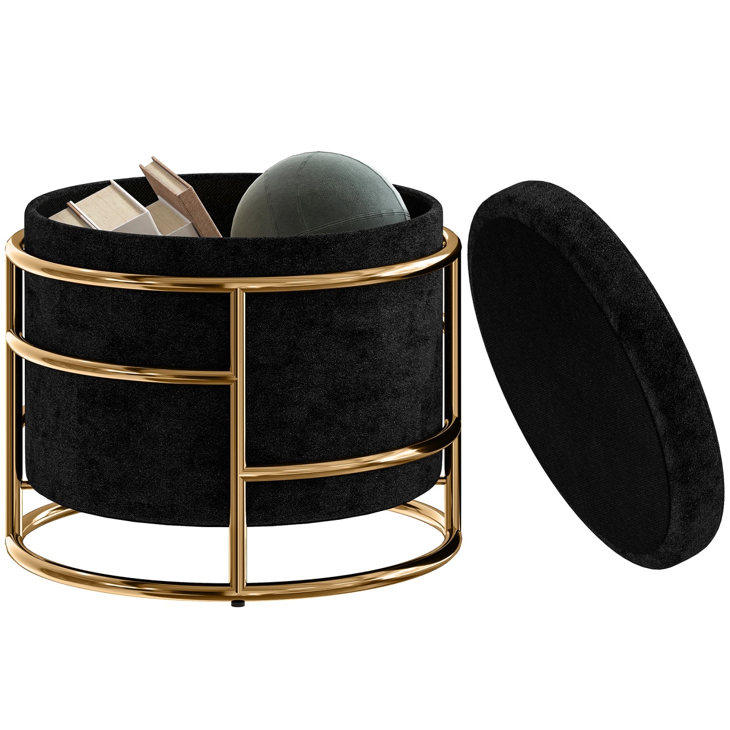 HOMCOM Sitzhocker mit Stauraum Kleiner Hocker 42 x 42 x 39 cm Schwarz günstig online kaufen