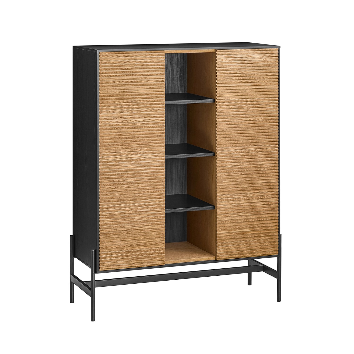 SoBuy Sideboard Küchenschrank Buffet mit 4 Fächern Braun-Schwarz 92x119x40c günstig online kaufen