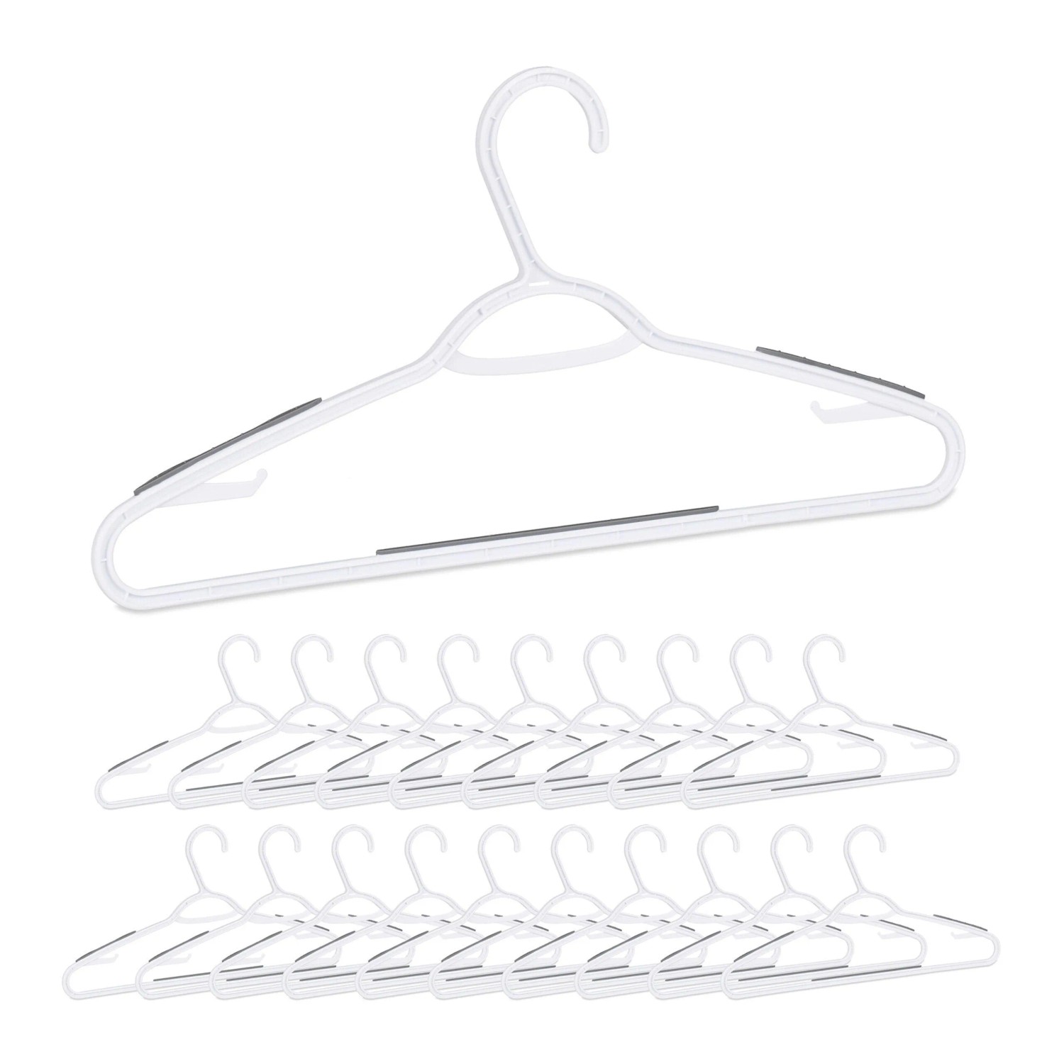 Relaxdays Kleiderbügel Kunststoff Weiß Grau Antirutsch 20er Pack 21 cm x 42 cm x 0,5 cm 800 g