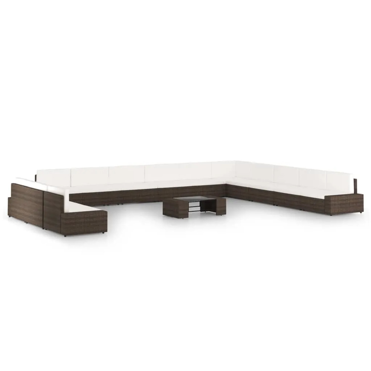 Thumbnail - vidaXL 14-Tlg Garten-Lounge-Set mit Kissen Braun Poly Rattan 3067169