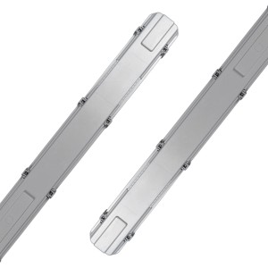 Graue LED-Feuchtraumleuchte mit Rohr, 120 cm, 2 x 17,5 W. Ideal für Feuchträume.