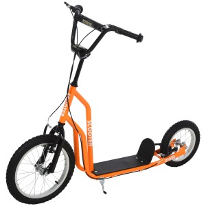 Oranger HOMCOM Kinderroller Kickboard mit Luftreifen und schwarzem Lenker.