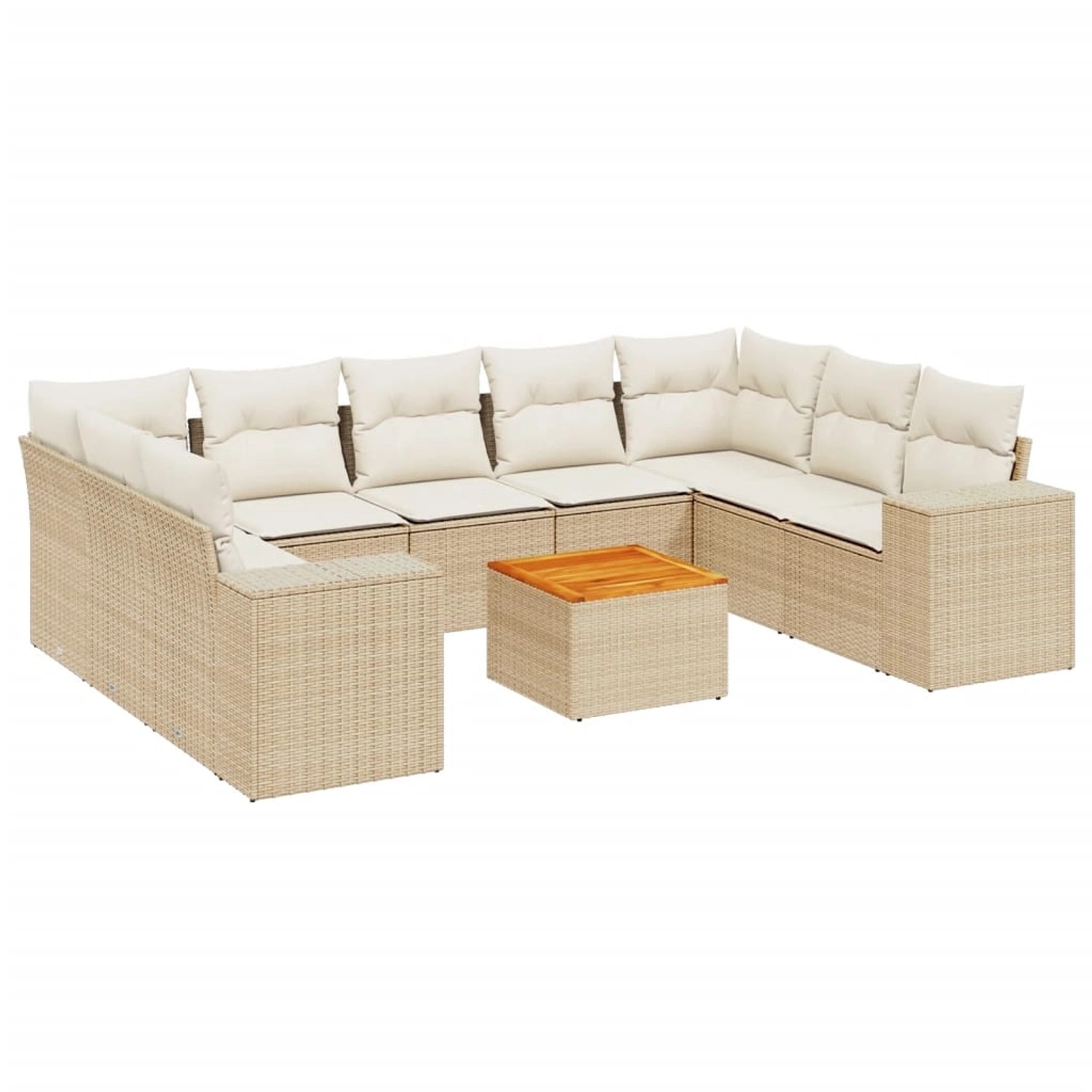 vidaXL 10-Tlg Garten-Sofagarnitur mit Kissen Beige Poly Rattan 3225589 günstig online kaufen