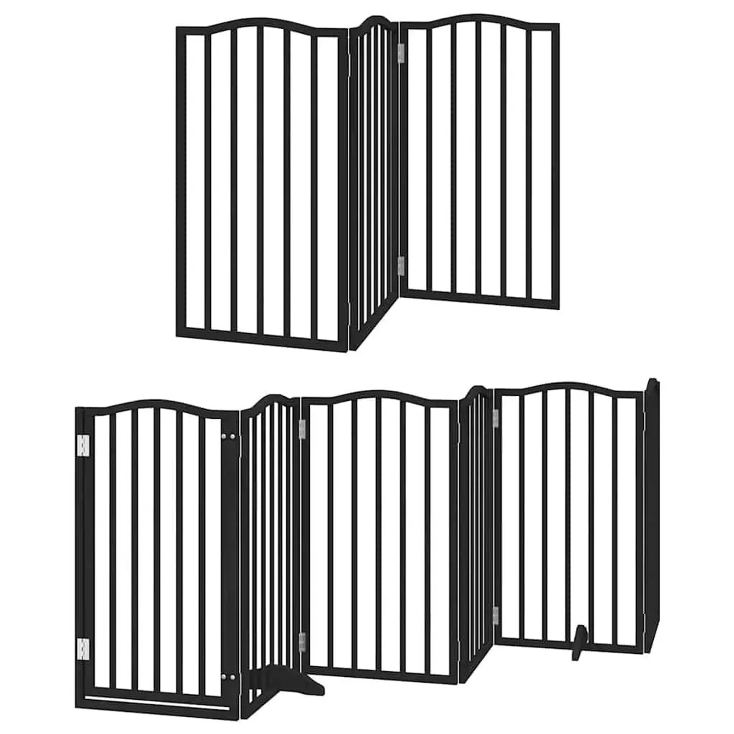 vidaXL 12 Tlg Hundetor mit Tür Faltbar Schwarz 600 cm Pappelholz 3155601