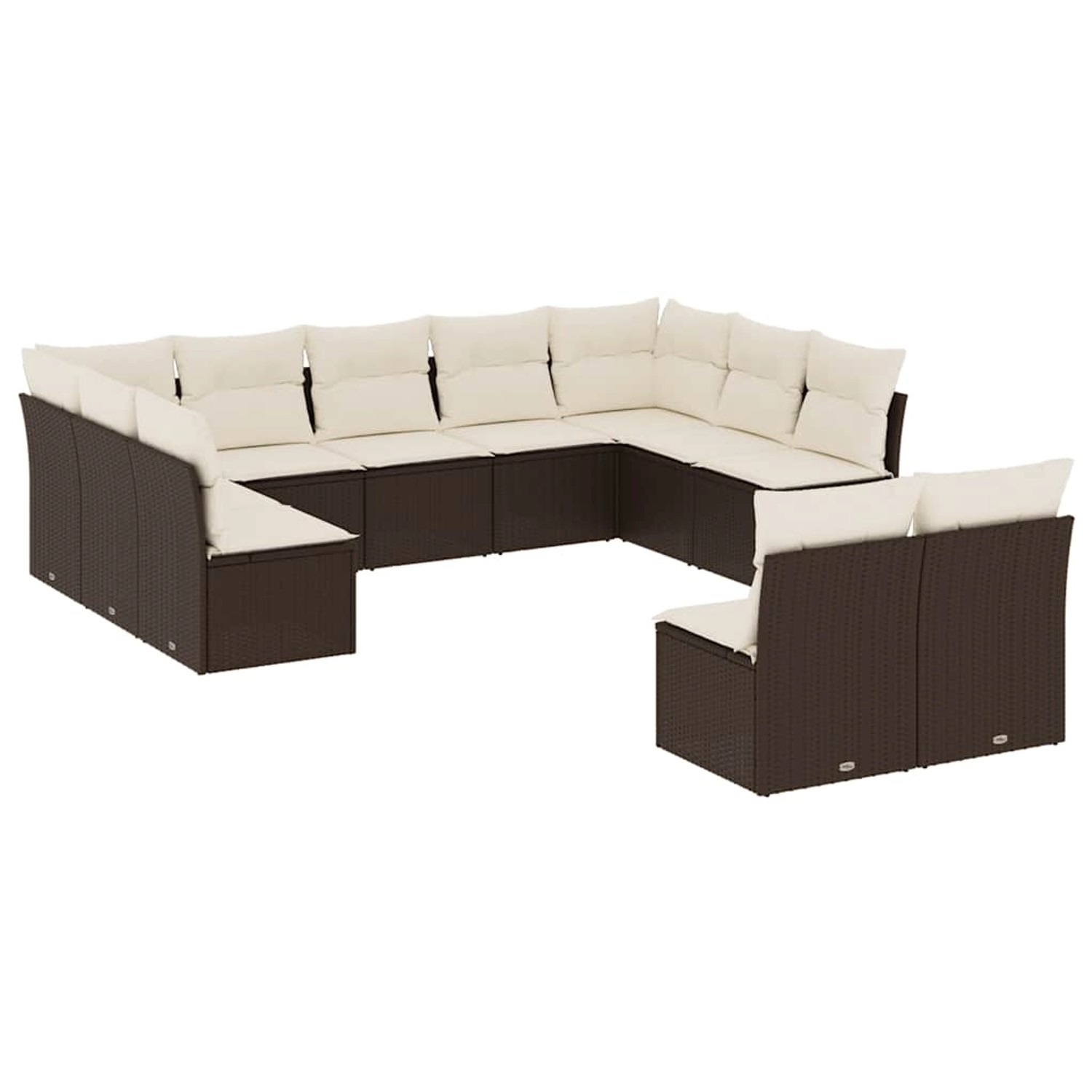 vidaXL 11-Tlg Garten-Sofagarnitur mit Kissen Braun Poly Rattan 3218353 günstig online kaufen