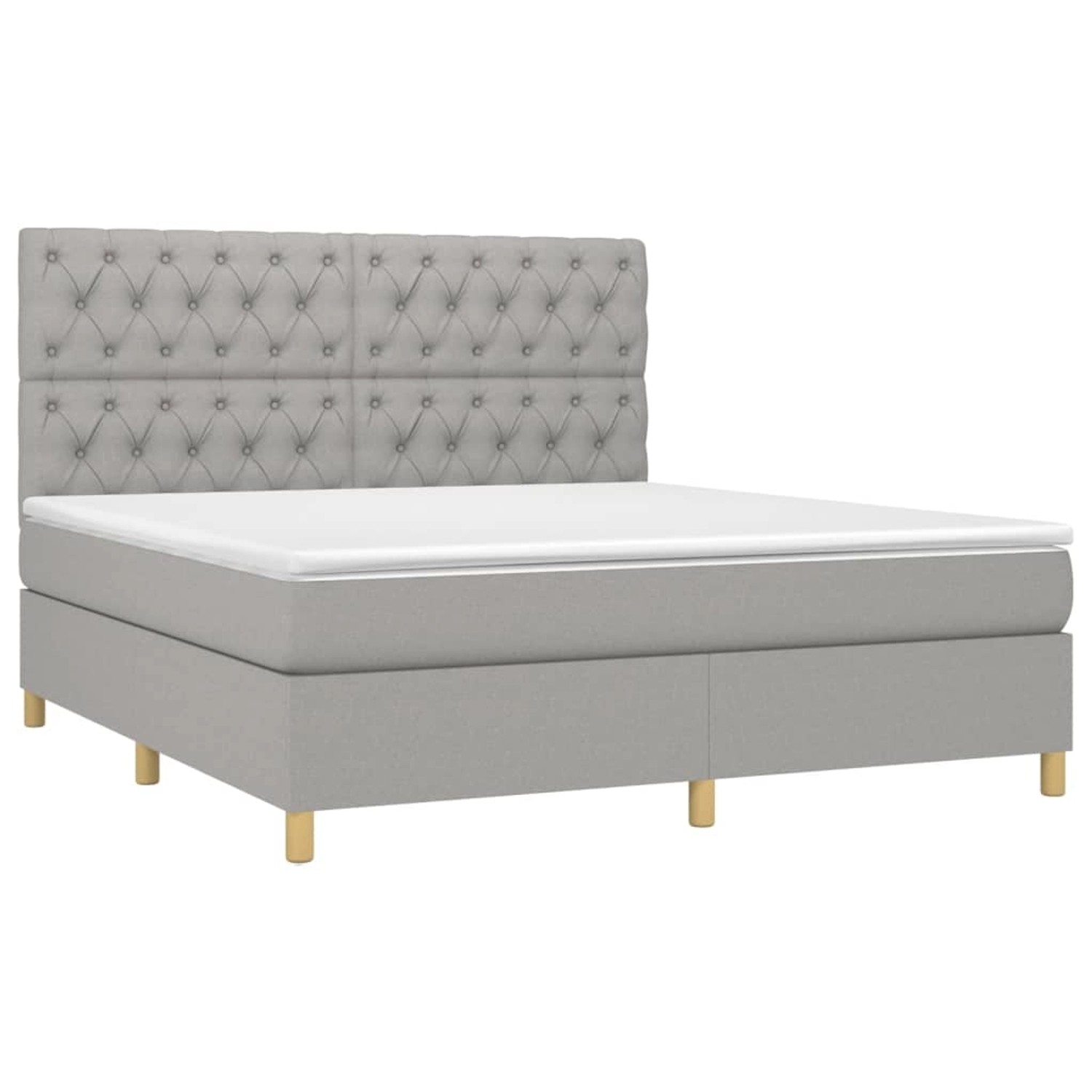 vidaXL Boxspringbett mit Matratze & LED Hellgrau 160x200 cm Stoff 3135685 günstig online kaufen