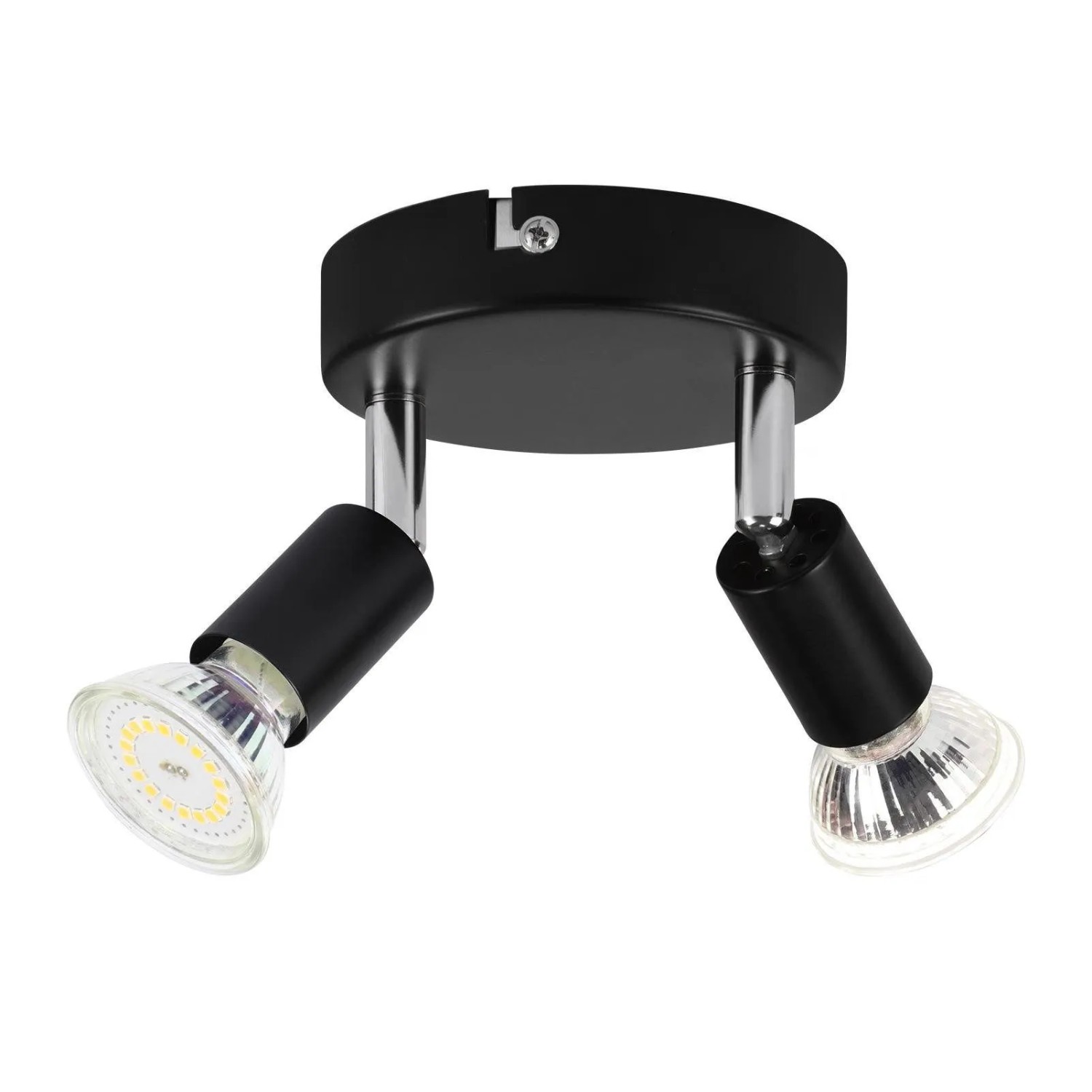 ZMH LED Deckenstrahler Modern Schwarz Rund 2-flammig GU10 Schwenkbar 330 Grad Metall