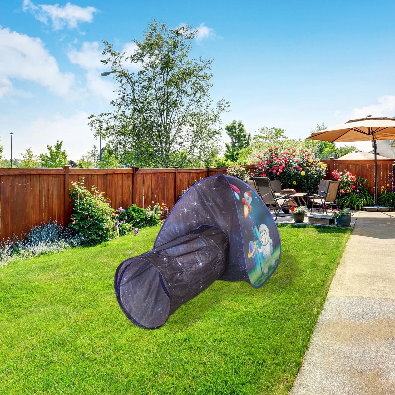 Relaxdays Spielzelt Polyester Stahl Bunt Pop Up mit Tunnel 90 cm x 170 cm x 100 cm 0,9 kg_5