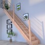 Gerade Buchenholztreppe Mykonos Pro mit Edelstahl-Geländer und Setzstufen, FSC®-zertifiziert.