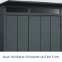 Detailansicht des anthrazitgrauen Ecostar Gerätehauses Elegant mit Pultdach und Einzeltür.