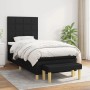 Schwarzes vidaXL Boxspringbett (90x190 cm) mit Matratze und Bank, Stoffbezug.