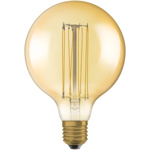 Osram LED-Leuchtmittel E27 in Globeform, goldgetönt, 8,8W. Dekorative LED Lampe für Wohnräume.