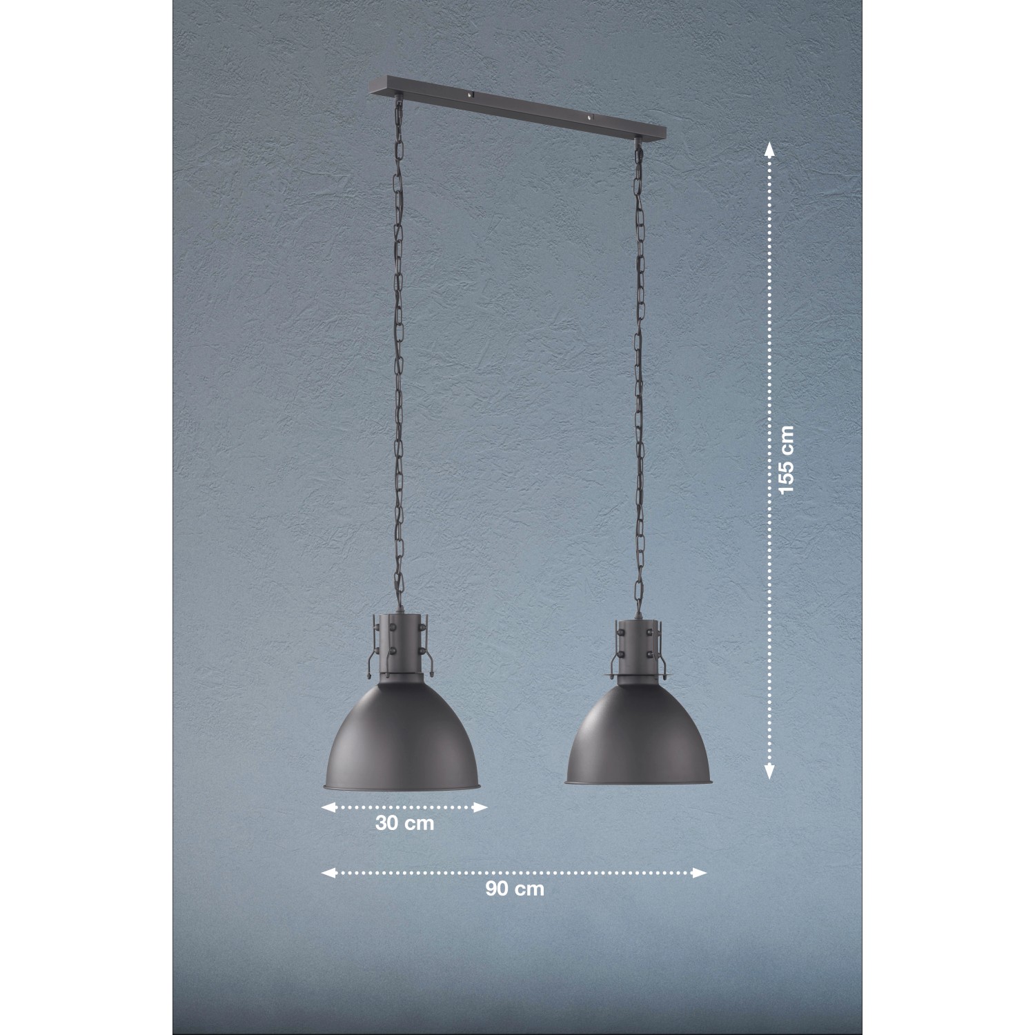 Zweiflammige Pendelleuchte London in Schwarz/Silber von Fischer & Honsel im Industrie-Look.