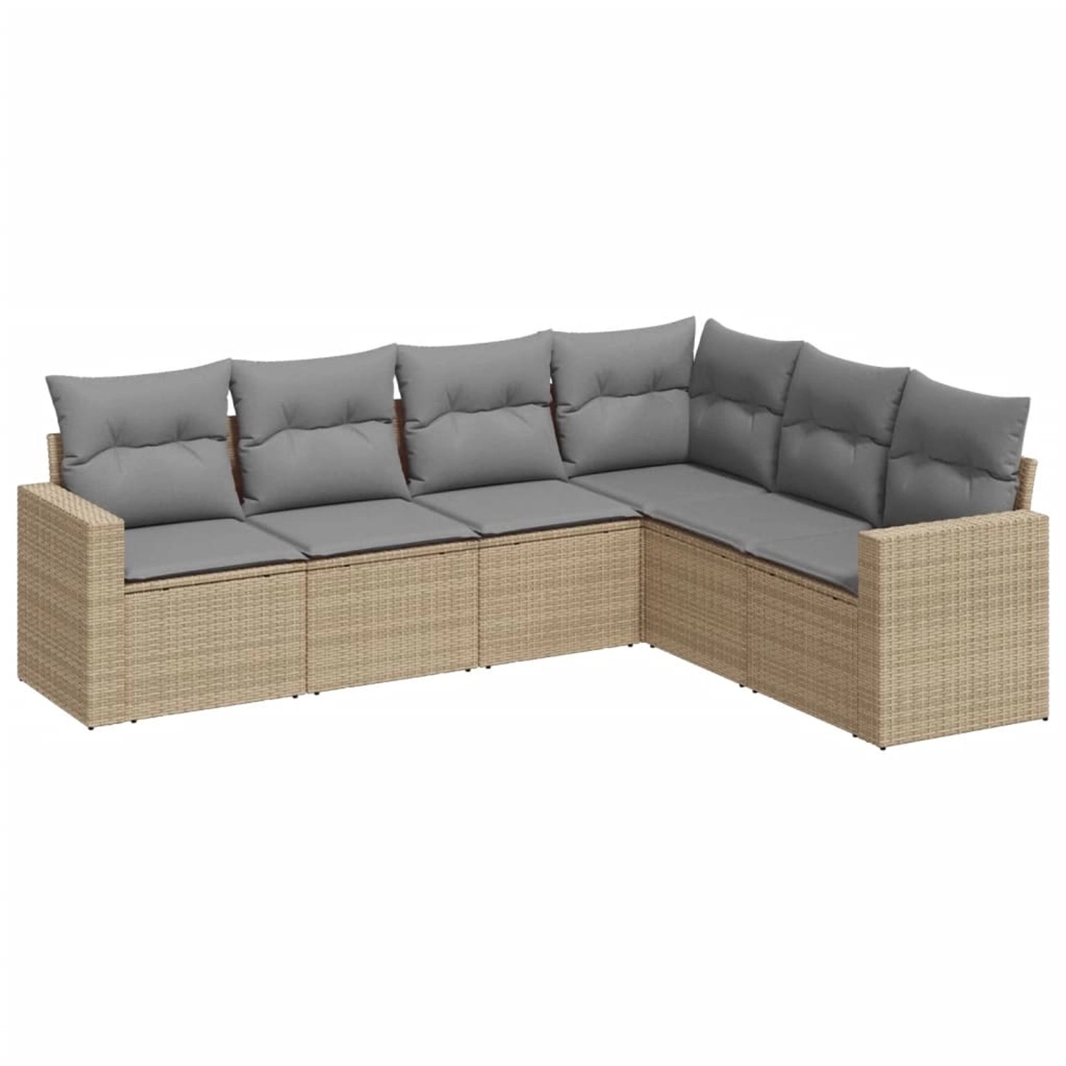 vidaXL 6-tlg Garten-Sofagarnitur mit Kissen Beige Poly Rattan Modell 55