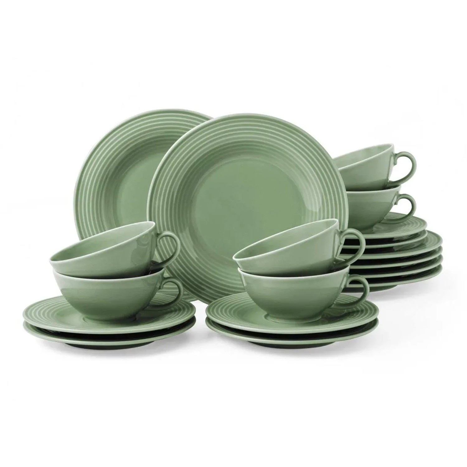 Seltmann Weiden Beat Color Glaze Teeservice 18-teilig Salbeigrün