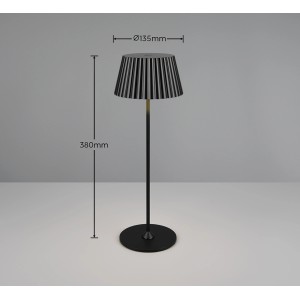 Schwarze, dimmbare LED-Tischleuchte Suarez von Reality, Ø 13,5 cm. Dekorative Akku-Lampe mit Ladestation.