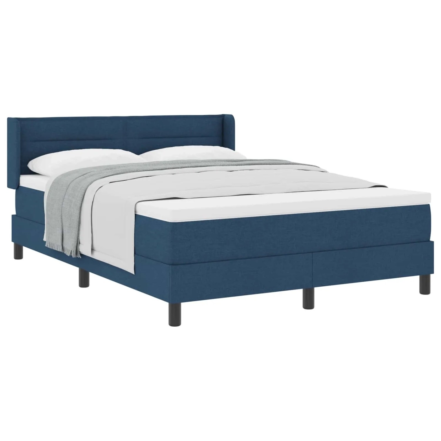 vidaXL Boxspringbett mit Matratze Blau 200 x 140 cm Polyester 3341047