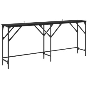 Schwarzer vidaXL Konsolentisch in Eichen-Optik, 180 cm breit, ideal als Beistelltisch.