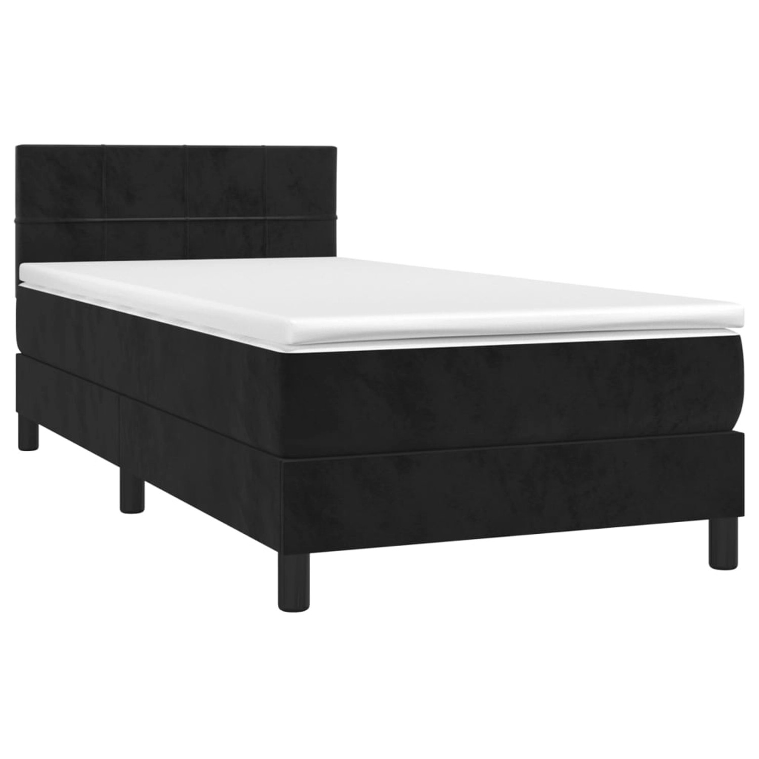 vidaXL Boxspringbett mit Matratze & LED Schwarz 90x200 cm Samt 3134383 günstig online kaufen