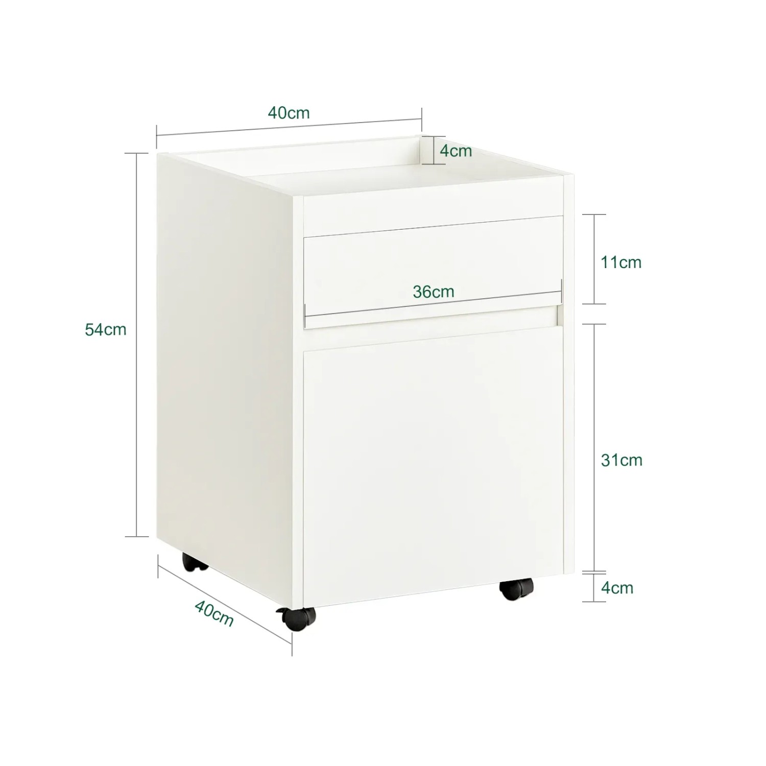 SoBuy Aktenschrank mit 2 Schubladen Beistellwagen für Schreibtisch Nachttisch mit Rollen FBT121-W_4