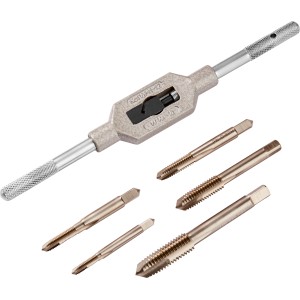 LUX Gewindebohrer-Set Comfort M4-M10, 6-teilig mit Windeisen, für Innengewinde.