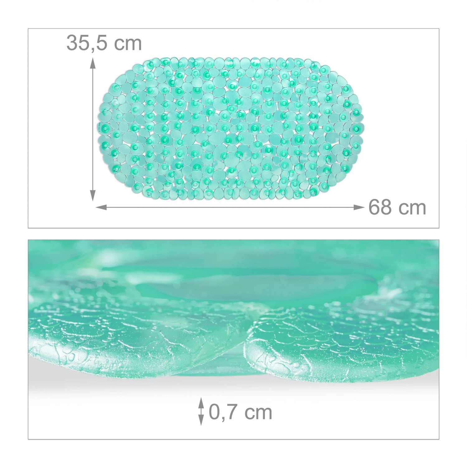 Relaxdays Badewannenmatte Steinoptik PVC Grün Rutschfest 68 cm x 35,5 cm 500 g_4