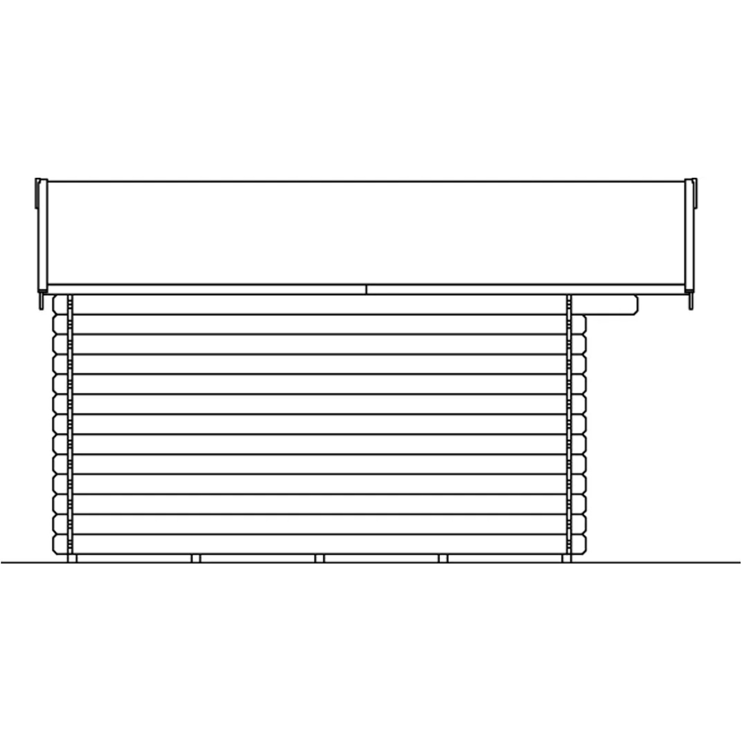 Skizze Skan Holz Gartenhaus Malaga 2, 340x340 cm, Naturholz, Blockbohlenbauweise.
