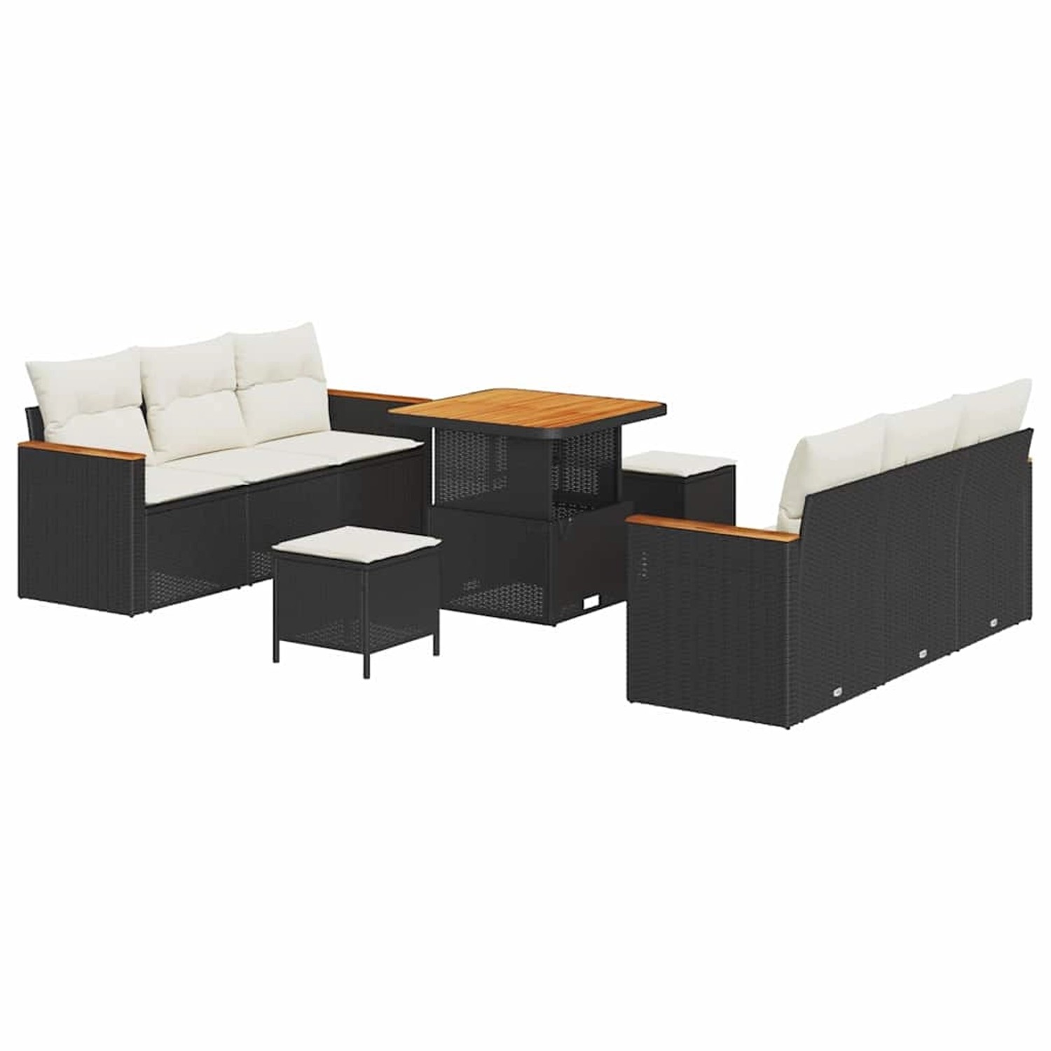 vidaXL Garten-Sofa-Set mit Kissen 9-Tlg Schwarz Poly Rattan 3362995 günstig online kaufen