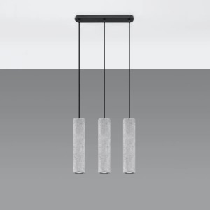 Sollux Lighting Hängeleuchte Luvo 3L: Moderne Lampe aus Beton mit drei grauen Lampenschirmen.