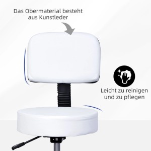 HOMCOM Höhenverstellbarer Arbeitshocker mit Lehne Drehbar Ø35 x 72-84 cm