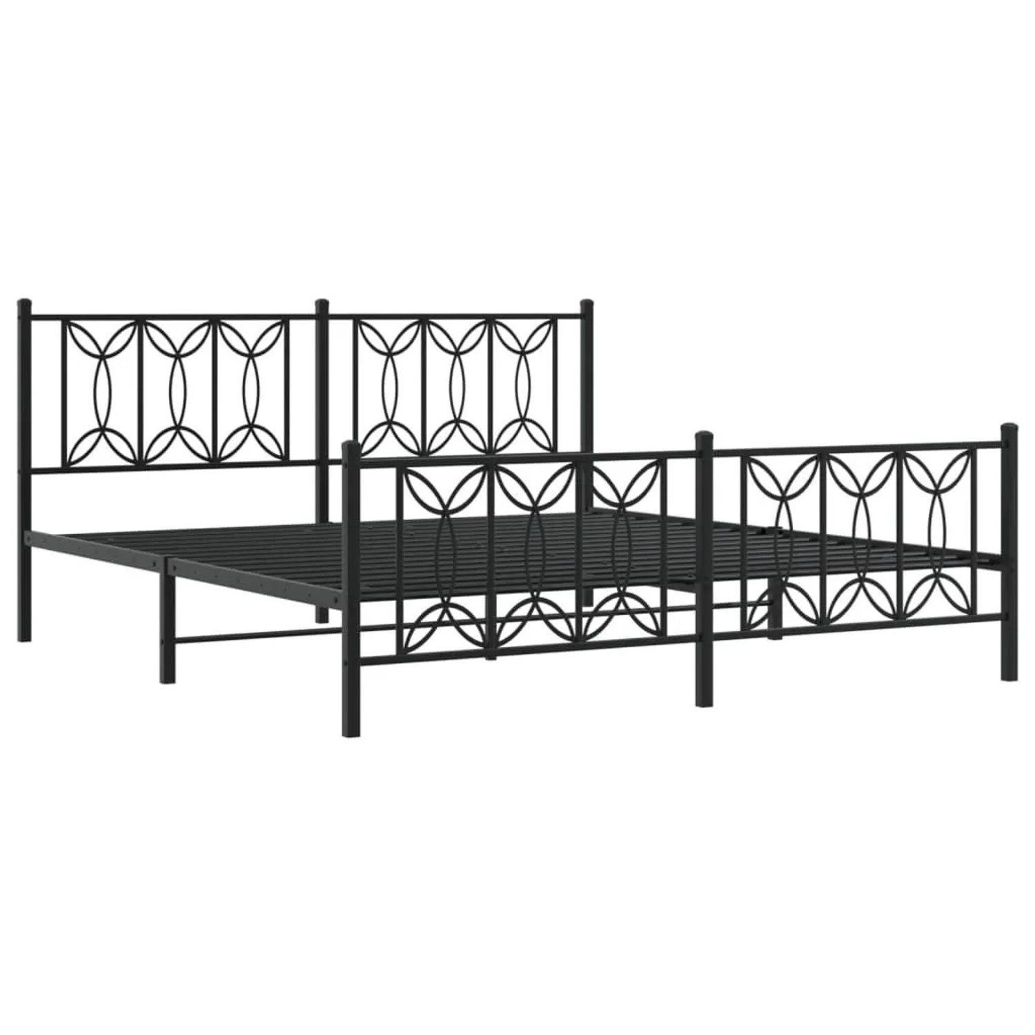 vidaXL Bettgestell mit Kopfteil und Fußteil Metall Schwarz 183x213 cm 37615 günstig online kaufen
