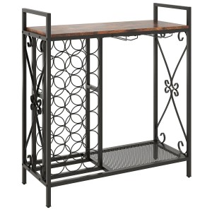 Costway Weinregal Metall 21 Flaschen Braun 93 x 38 x 102 cm