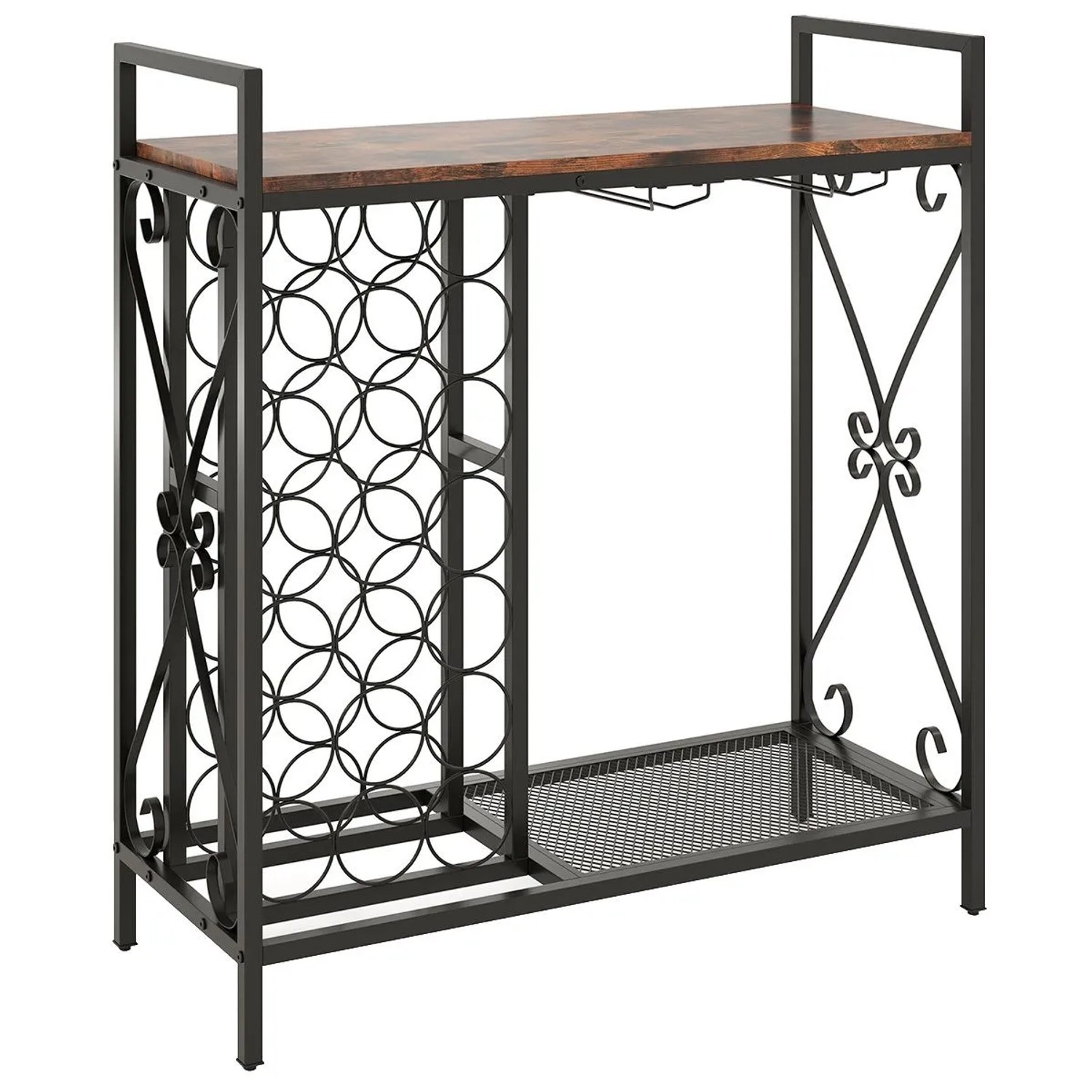 Costway Weinregal Metall 21 Flaschen Braun 93 x 38 x 102 cm günstig online kaufen