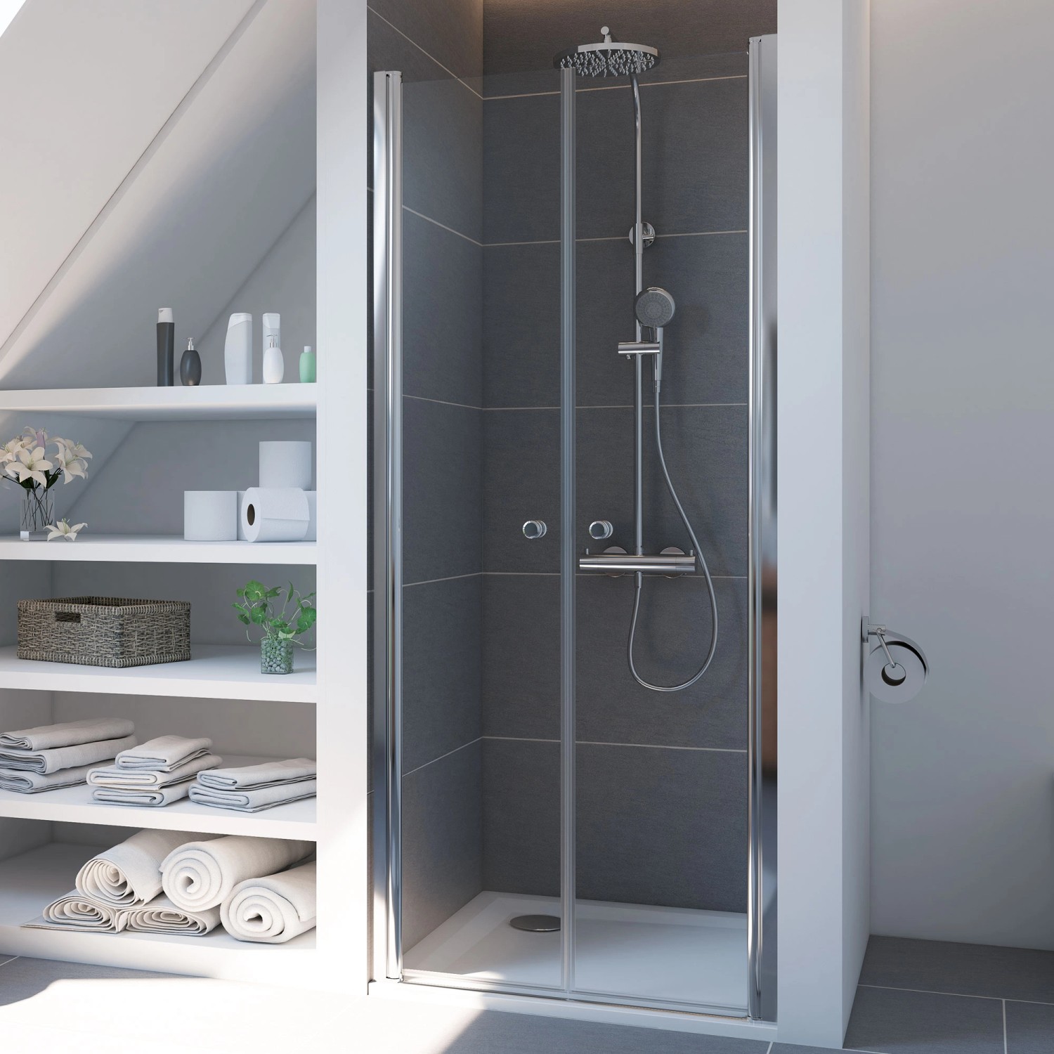 Breuer Pendeltür für Nische Elana 6 Silber Matt Klarglas inkl. CER+ 100 cm