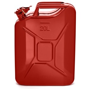 Roter 20L Metall Kraftstoffkanister mit Ausgießer, TÜV-geprüft, für Benzin & Diesel.