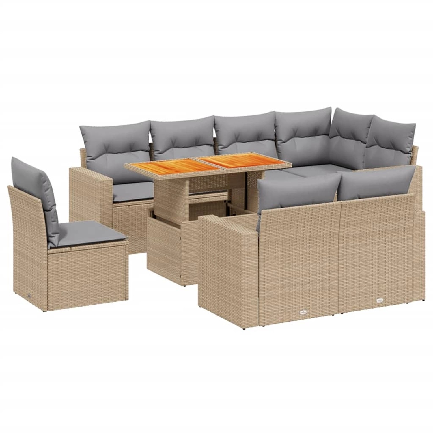 vidaXL 9-tlg Garten-Sofagarnitur mit Kissen Beige Poly Rattan Modell 294 günstig online kaufen