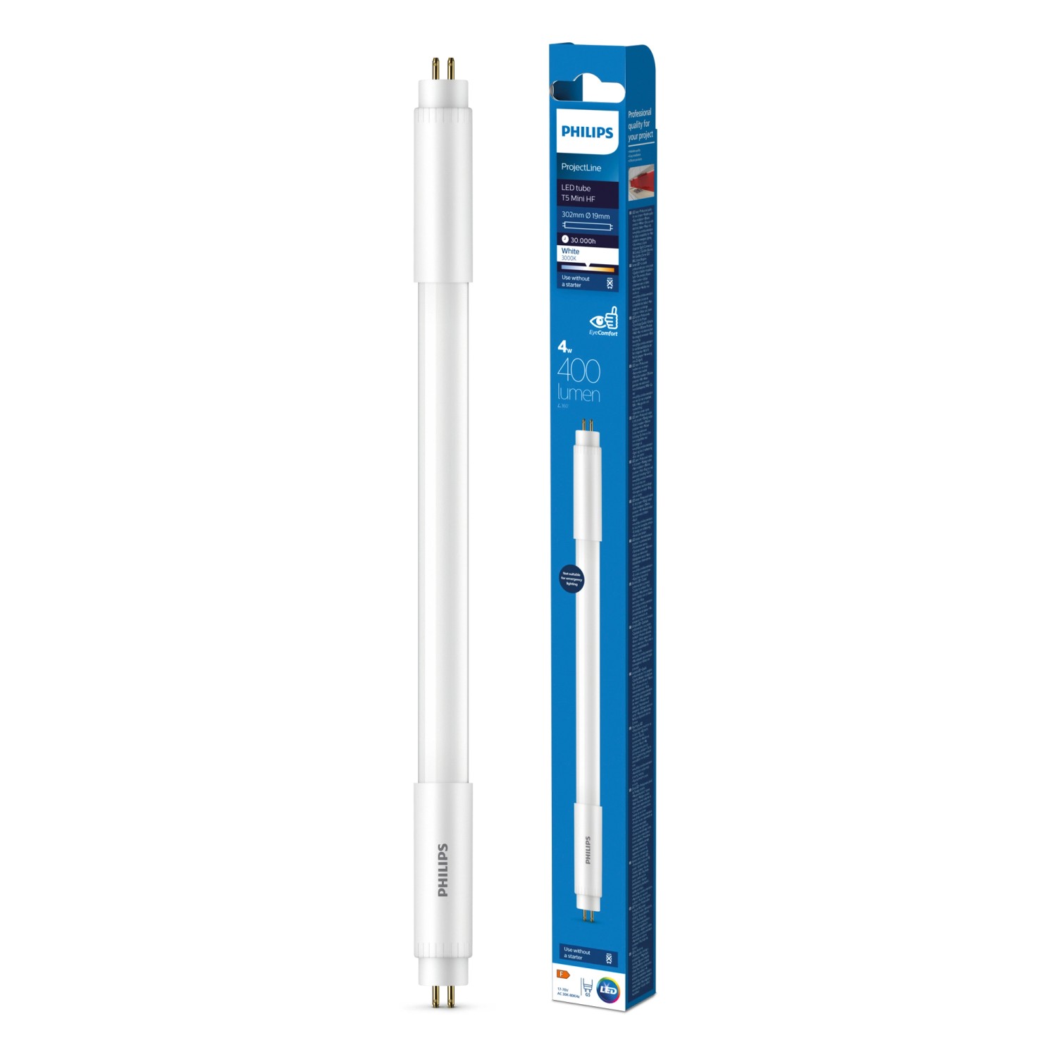 Philips LED-Röhre T5 G5 Weiß 8 W 420 lm 30,2 cm x Ø 1,9 cm