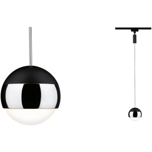 Paulmann Urail LED Pendel Capsule II, schwarz/chrom matt, für Schienensysteme. Kugelförmige Hängeleuchte.