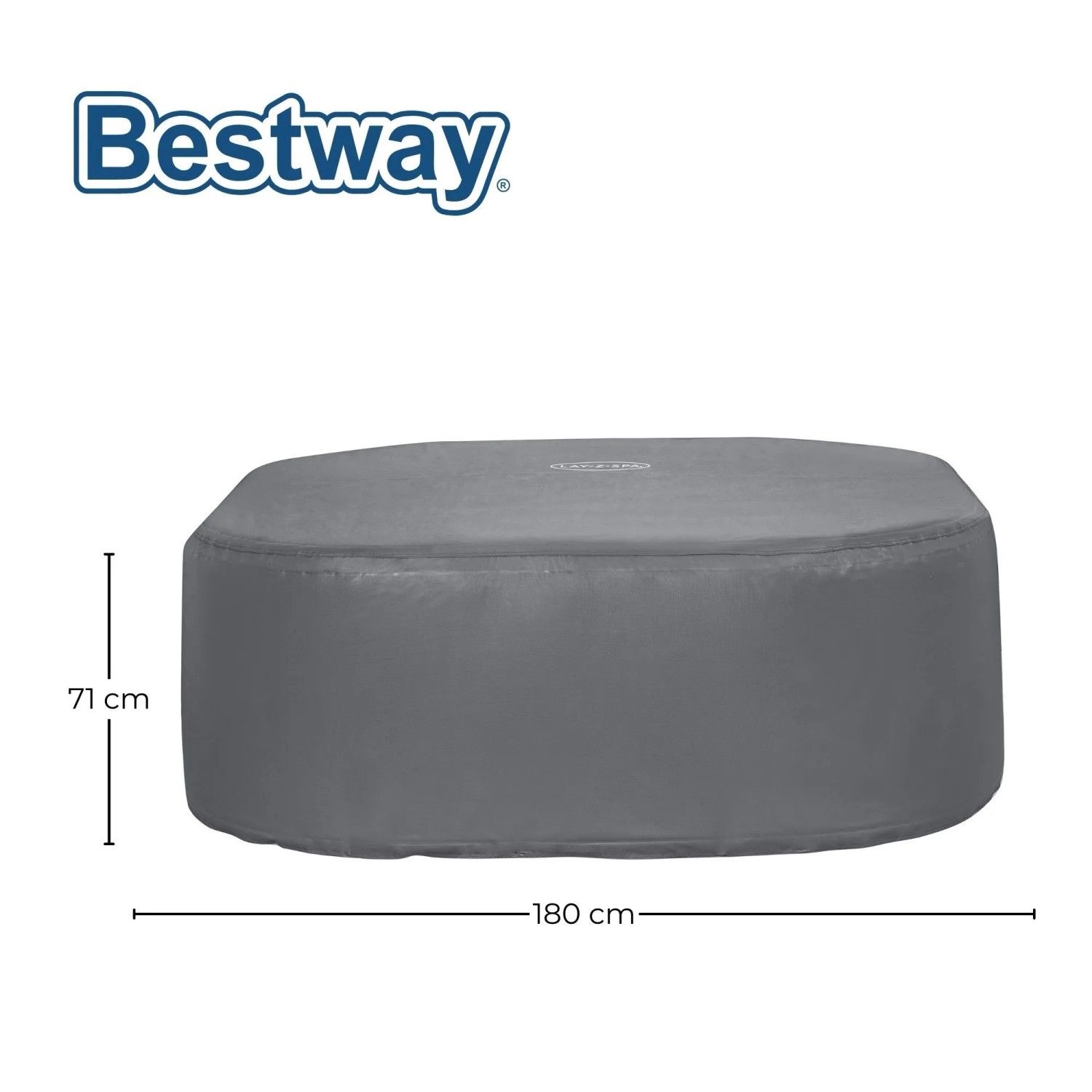 Graue, eckige Bestway LAY-Z-SPA EnergySense Thermo-Abdeckung, 180x180x71 cm. Isoliert Whirlpools effektiv.